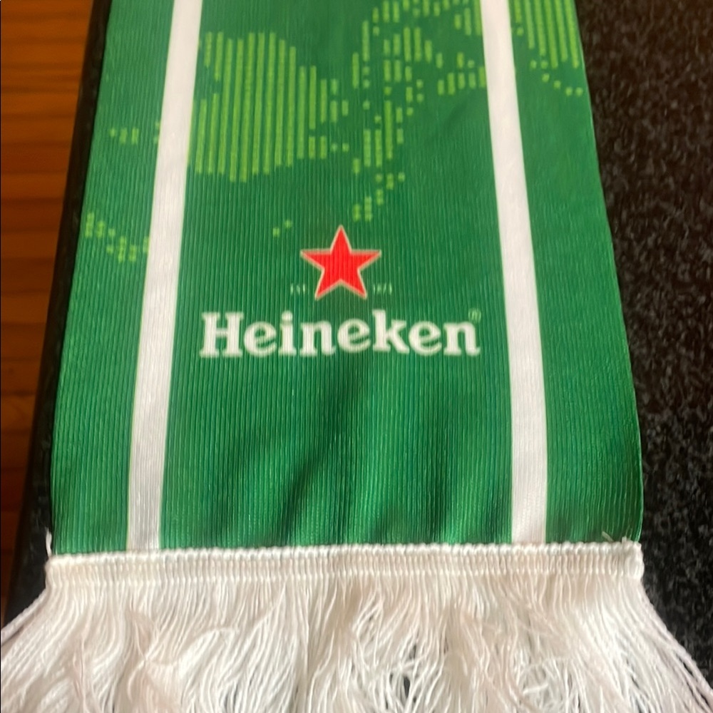 Heineken Green Scarf with White Fringe